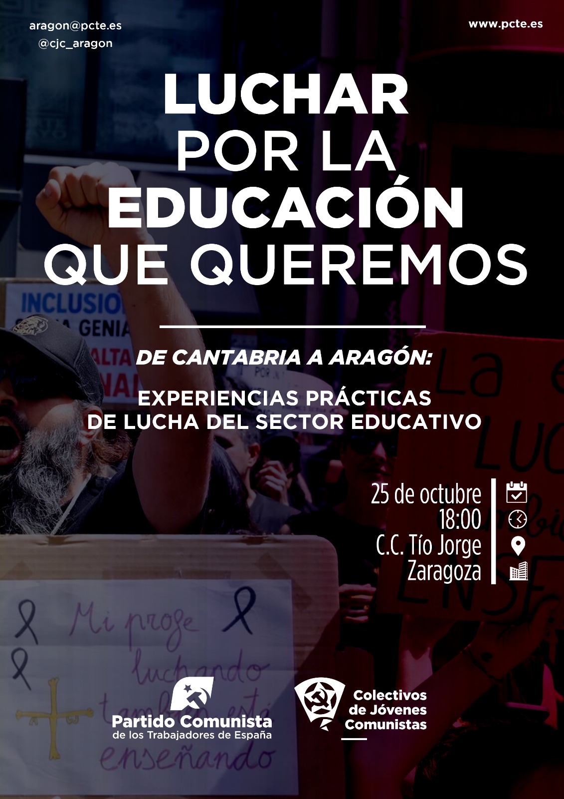 Luitar por a educación que queremos. De Cantabria a Aragón: Experiencias practicas de luita de ro sector educativo